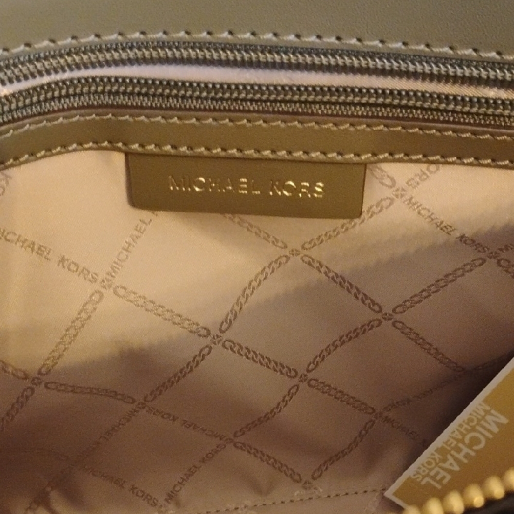 Michael Kors Valerie Medium Pebbled Leather  Satchel - Olive Green - Picture 8 of 8